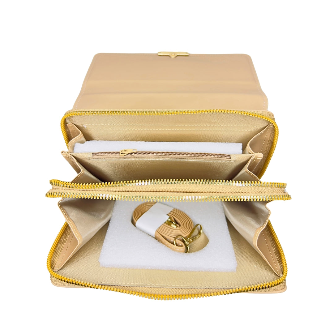 Beige Wallet with Strap