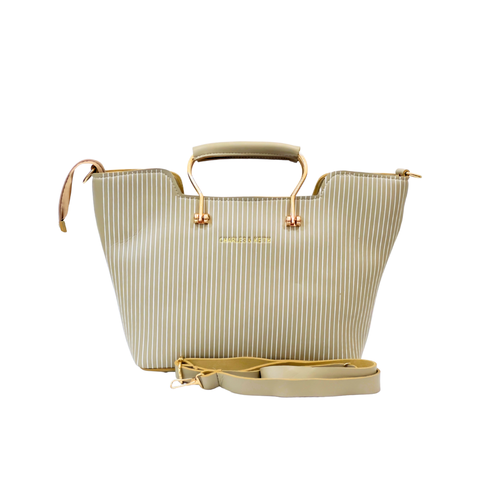 Beige Tote Bag with Removable Shoulder Strap