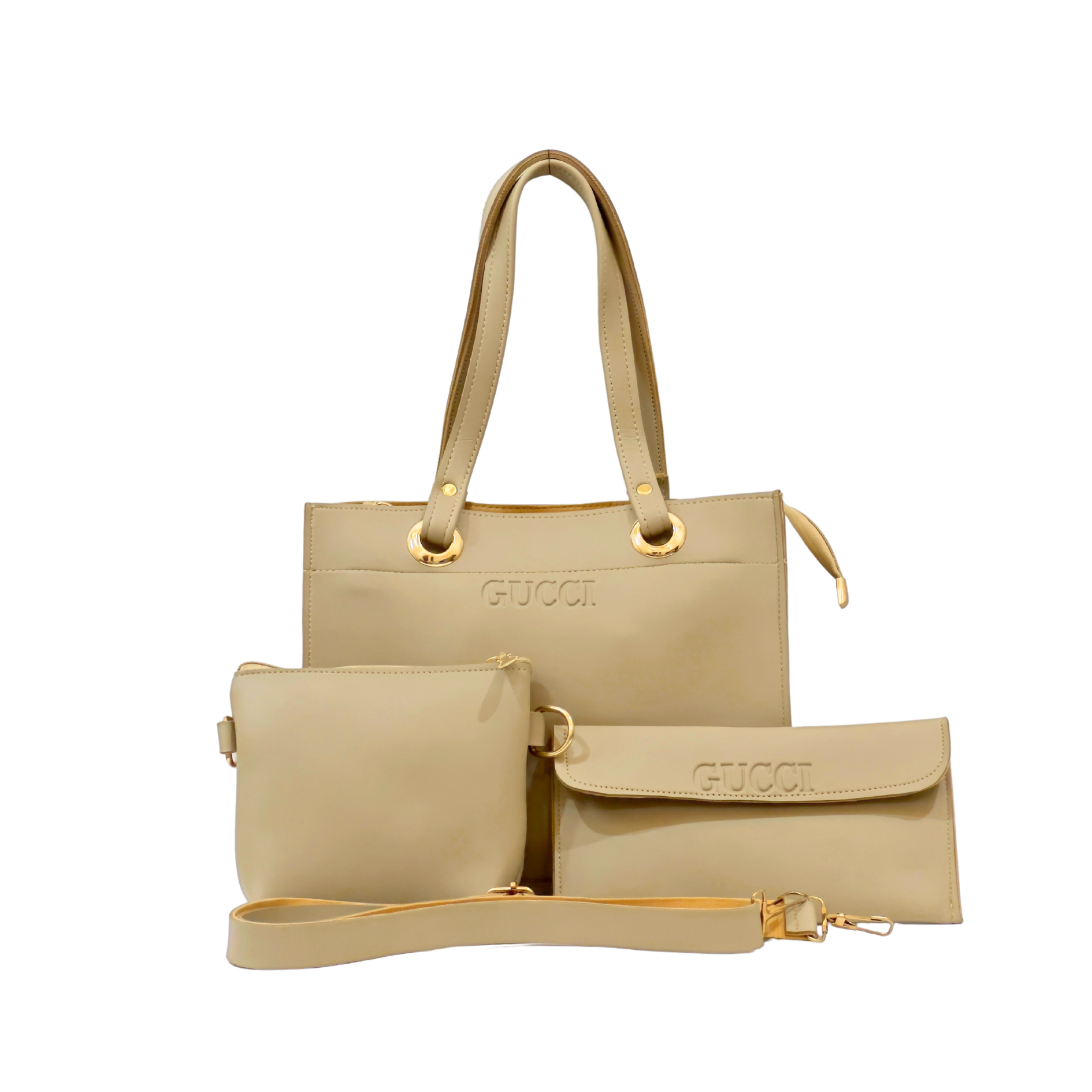 3-Piece Beige Tote Bag Set