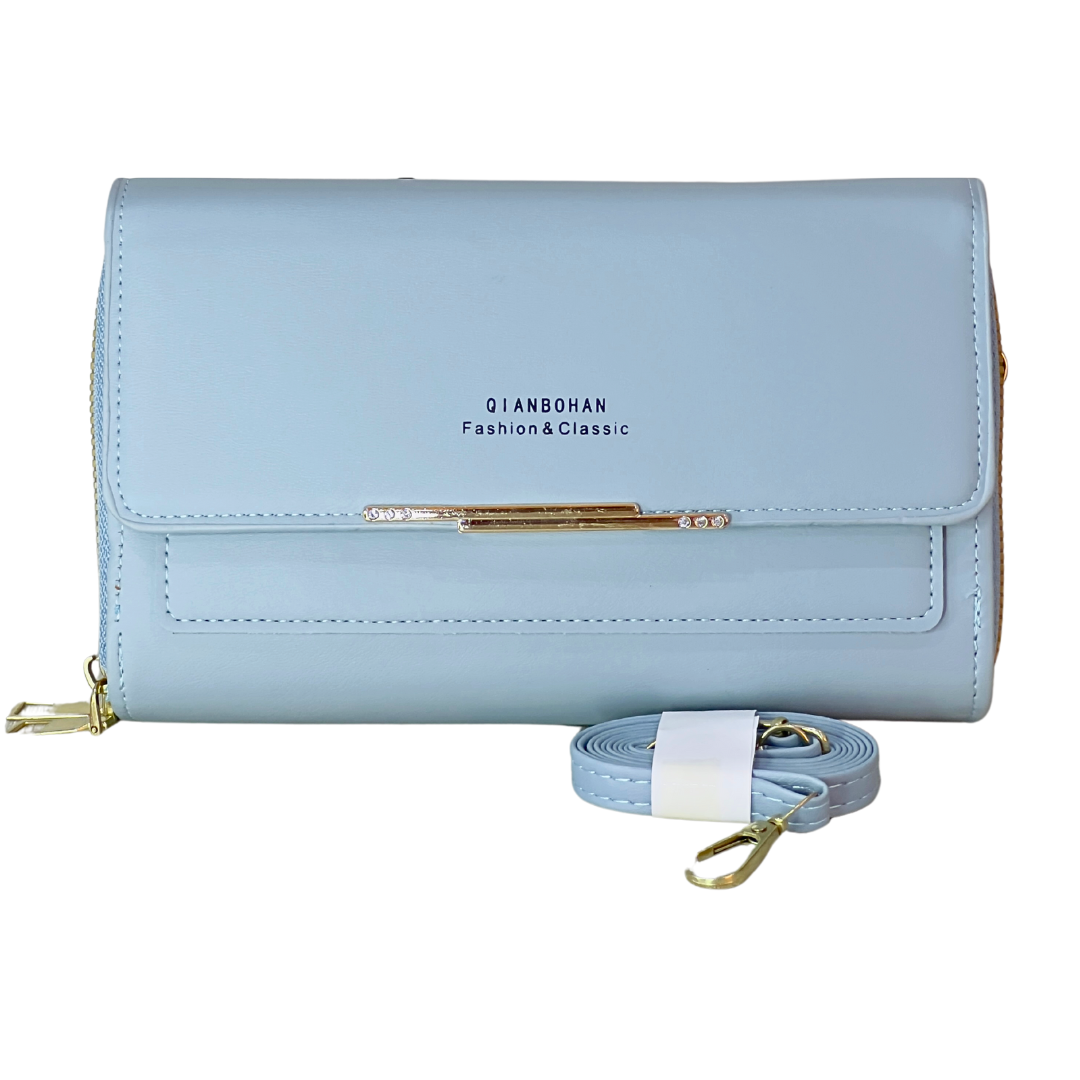 Light Blue Wallet with Strap