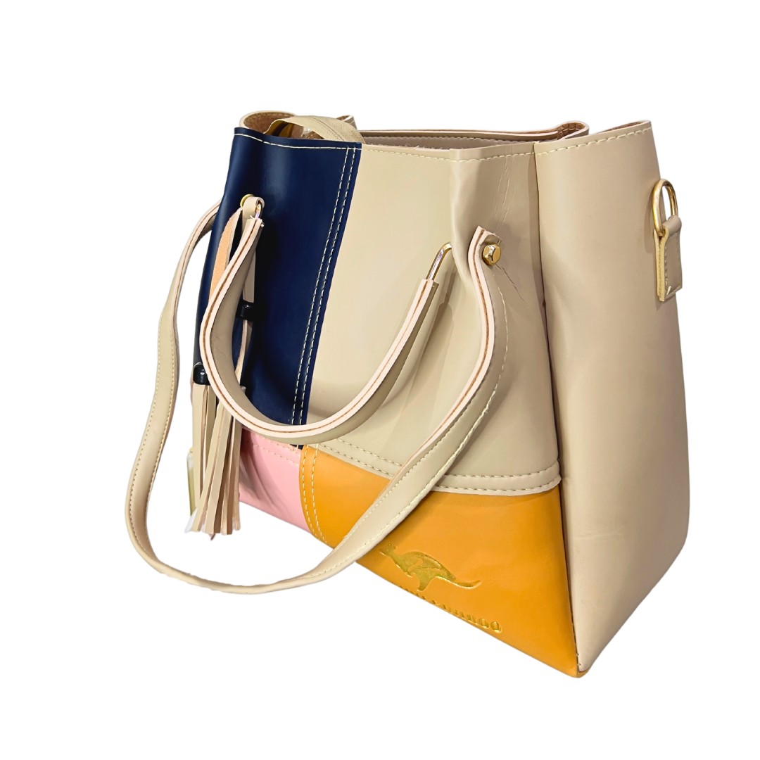 Chic Tri-Color Tote Set with Tassel Charm