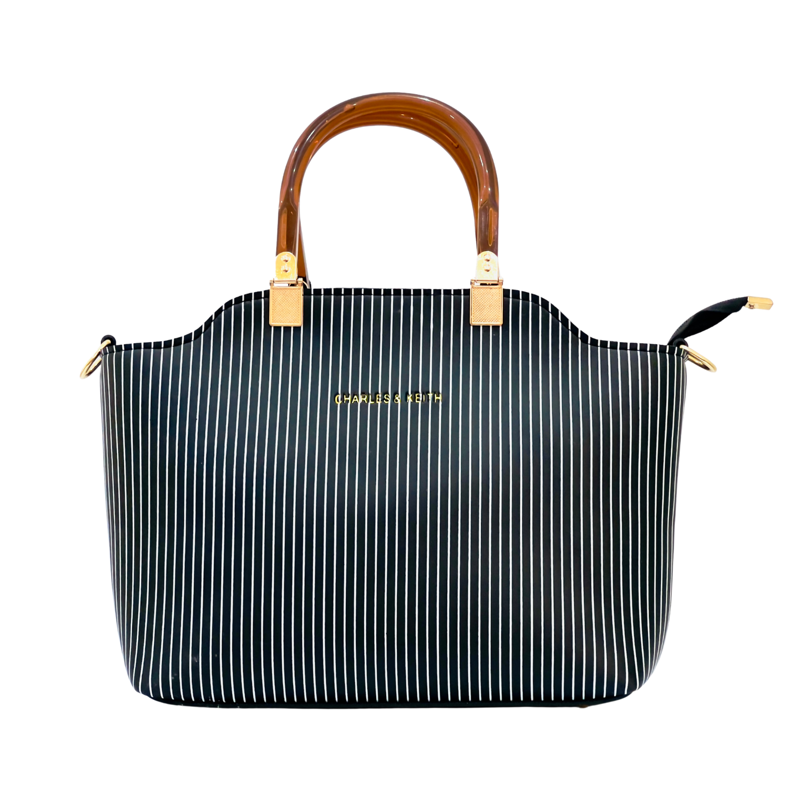 Black and White Striped Hand Bag