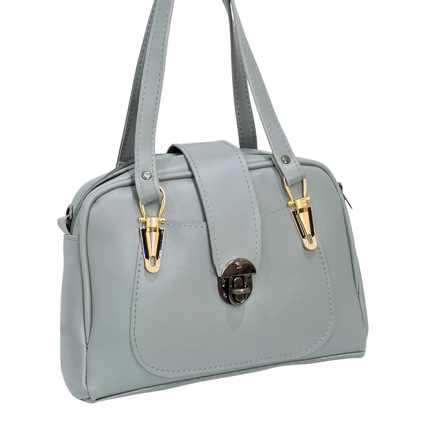 Stylish Grey Leather Handbag