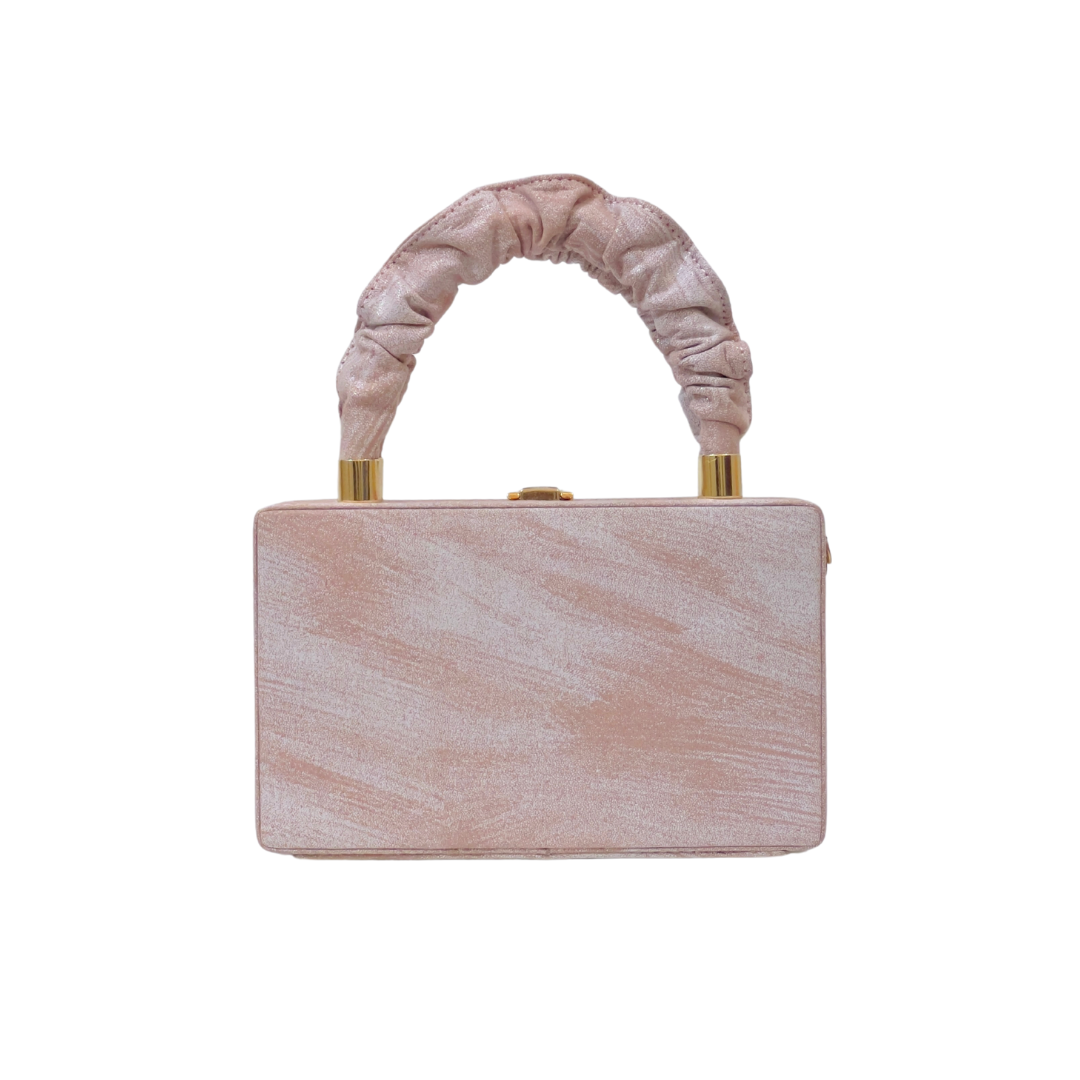 Blush Pink Luxe Box Clutch with Gold Accents