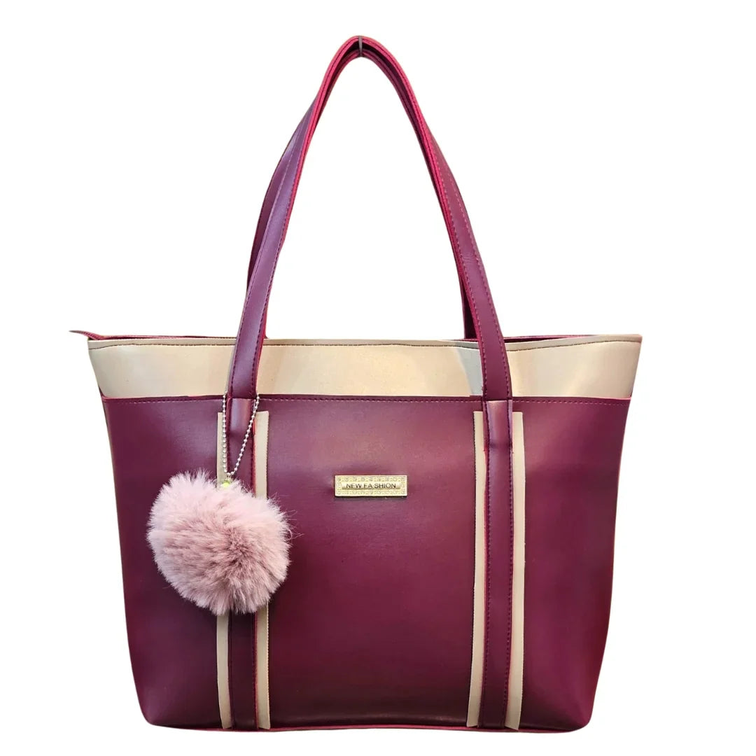 Elegant Maroon and Beige Tote Bag