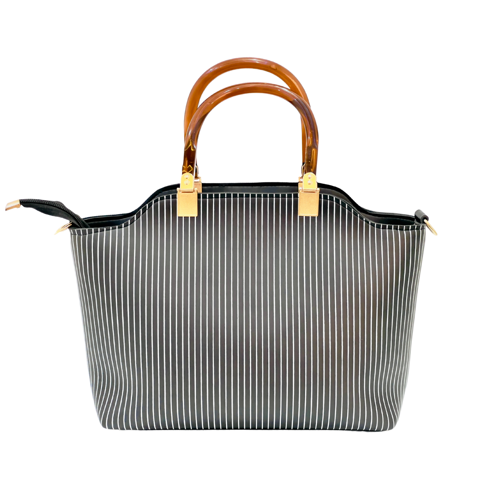 Black and White Striped Hand Bag