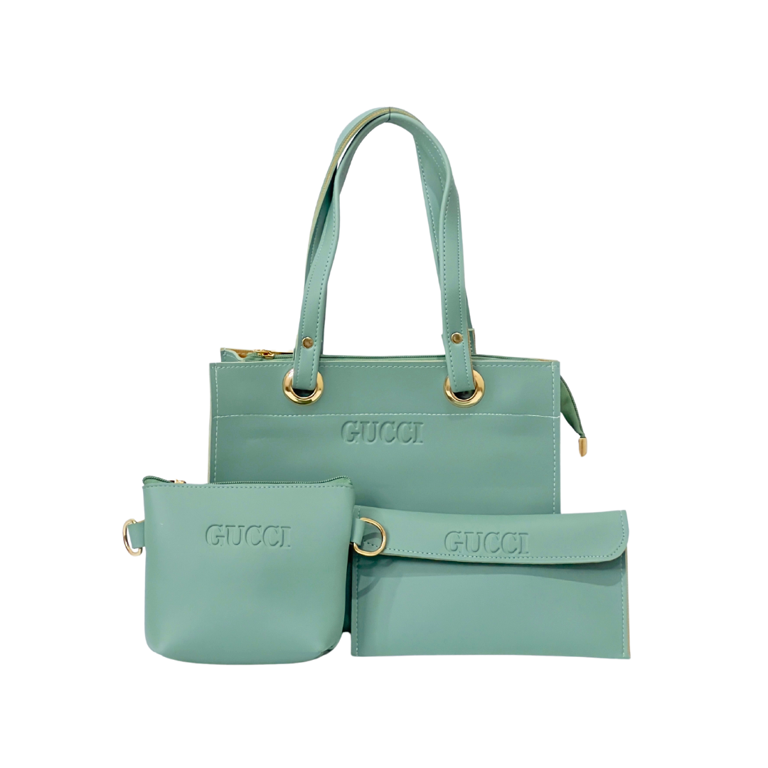 3-Piece Sea Green Tote Bag Set