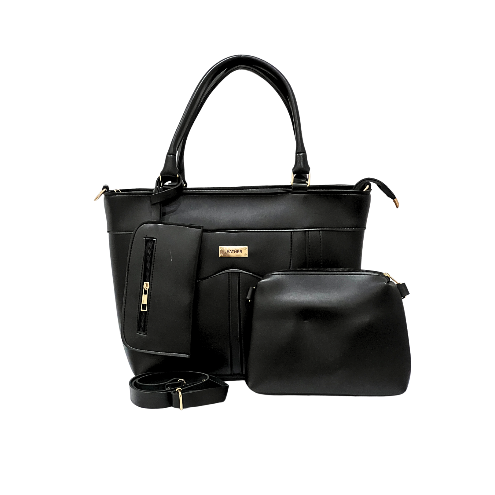 Black Tote Bag with Pouch
