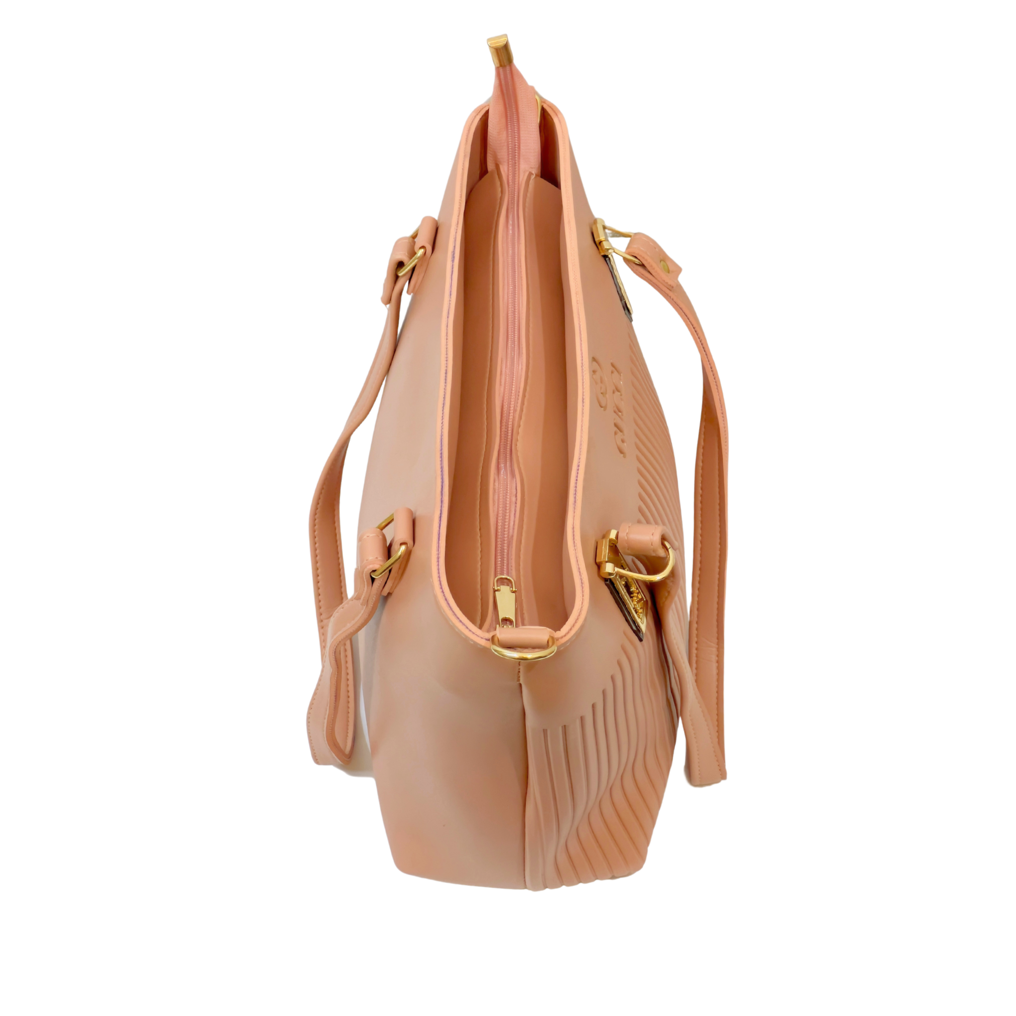 Peach Tote Bag with Gold Accents